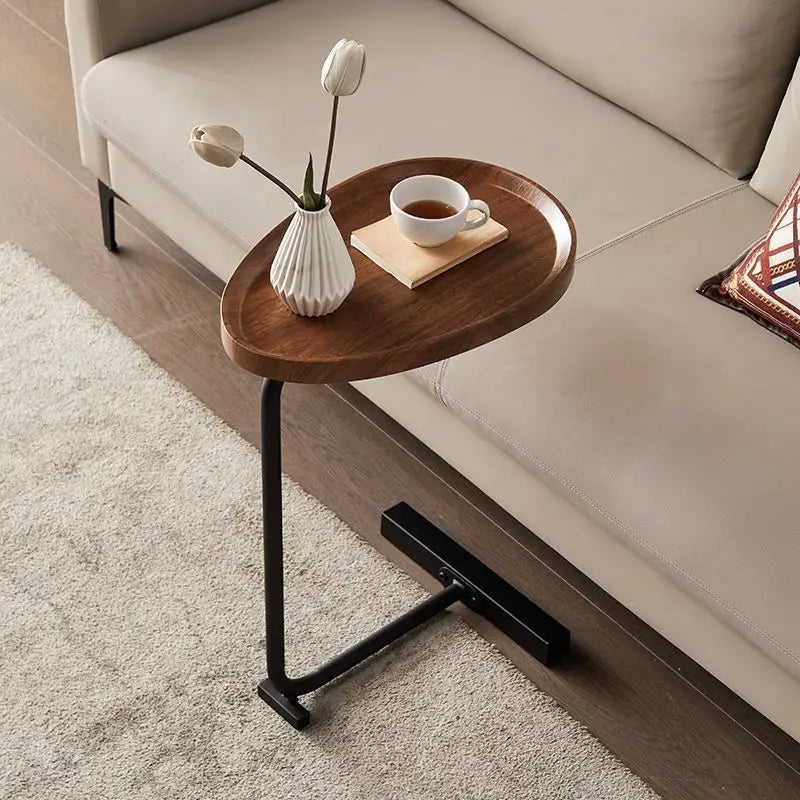 Petite Table Basse Ovale Mobile - Design Minimaliste