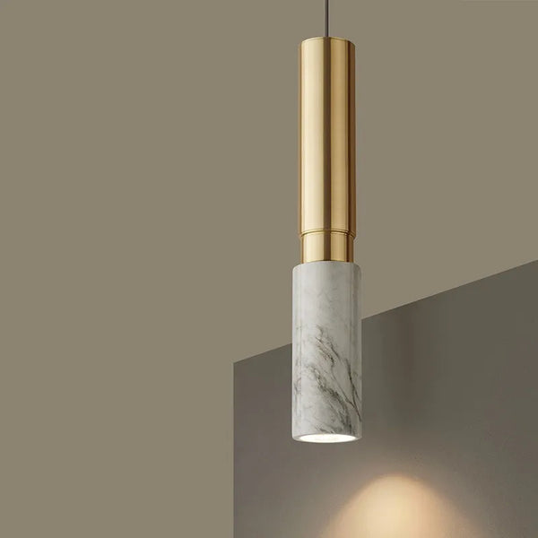 Suspension Tube Long Marbre Travertin Jaune Pierre Volcanique