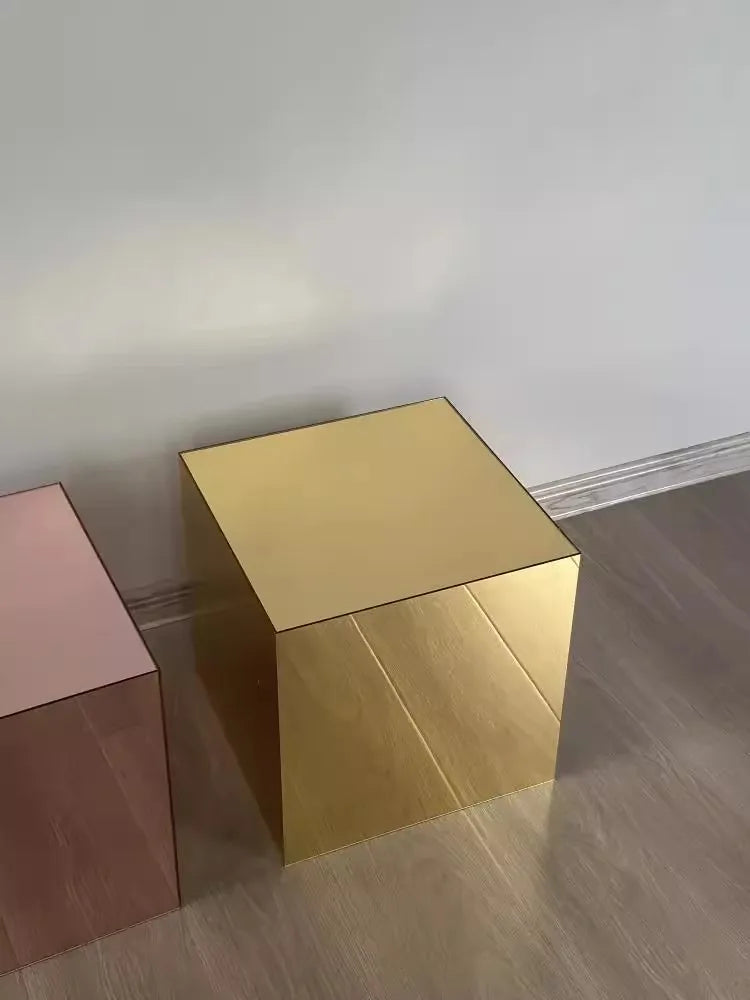 Square Mirror Side Table – Light Luxury Display Stand, 40x40x40cm