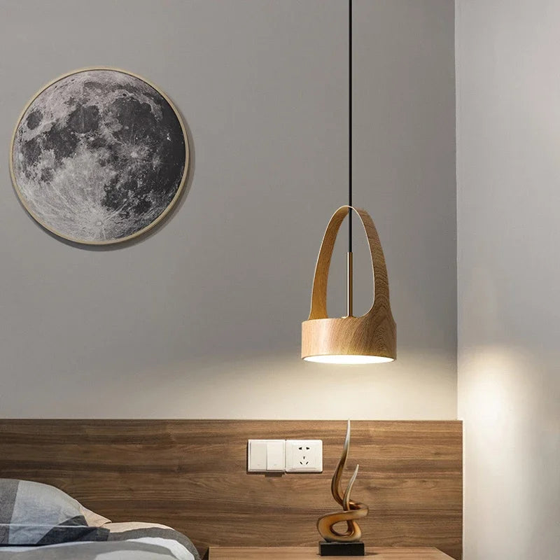 Suspension LED Effet Bois Style Restaurant Nordique