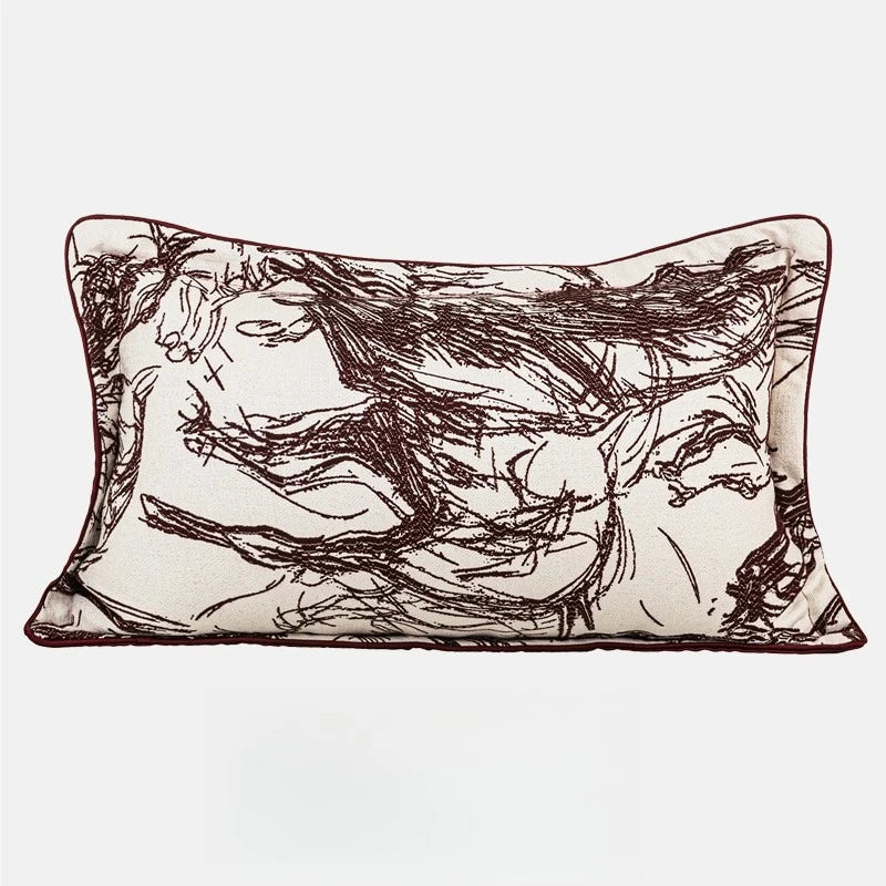 Housse de Coussin Luxe Bordeaux et Noir Bicolore