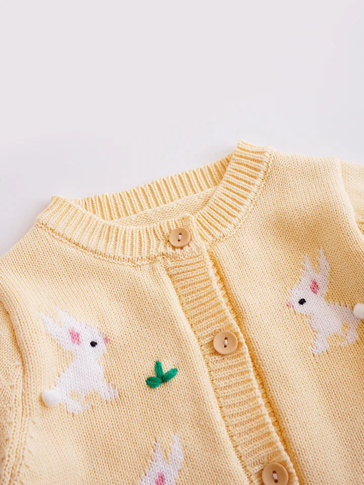 Cardigan Fille Brodé Motif Champignon
