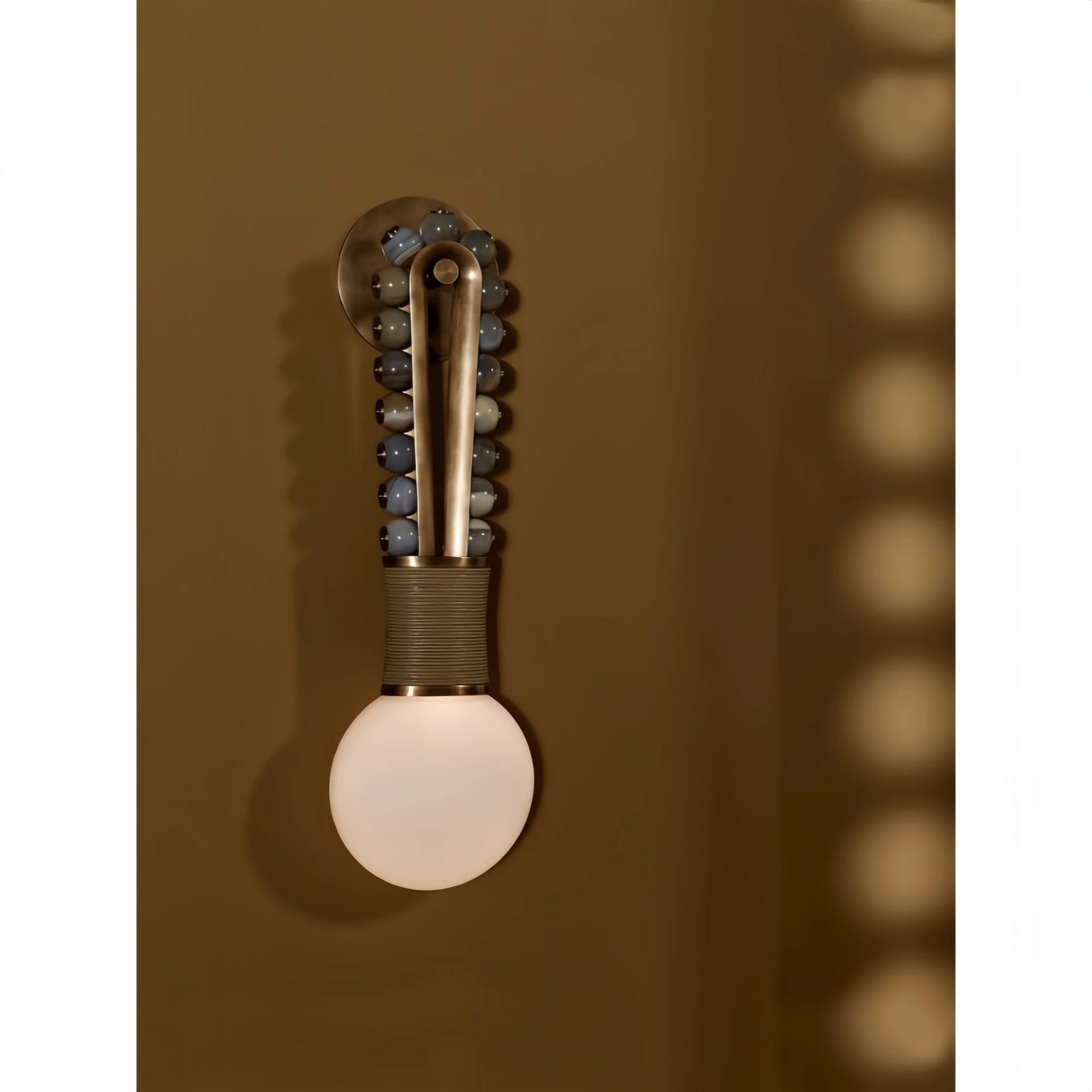 Agate Bead & Brass Wall Sconce – Retro Copper Wall Lamp