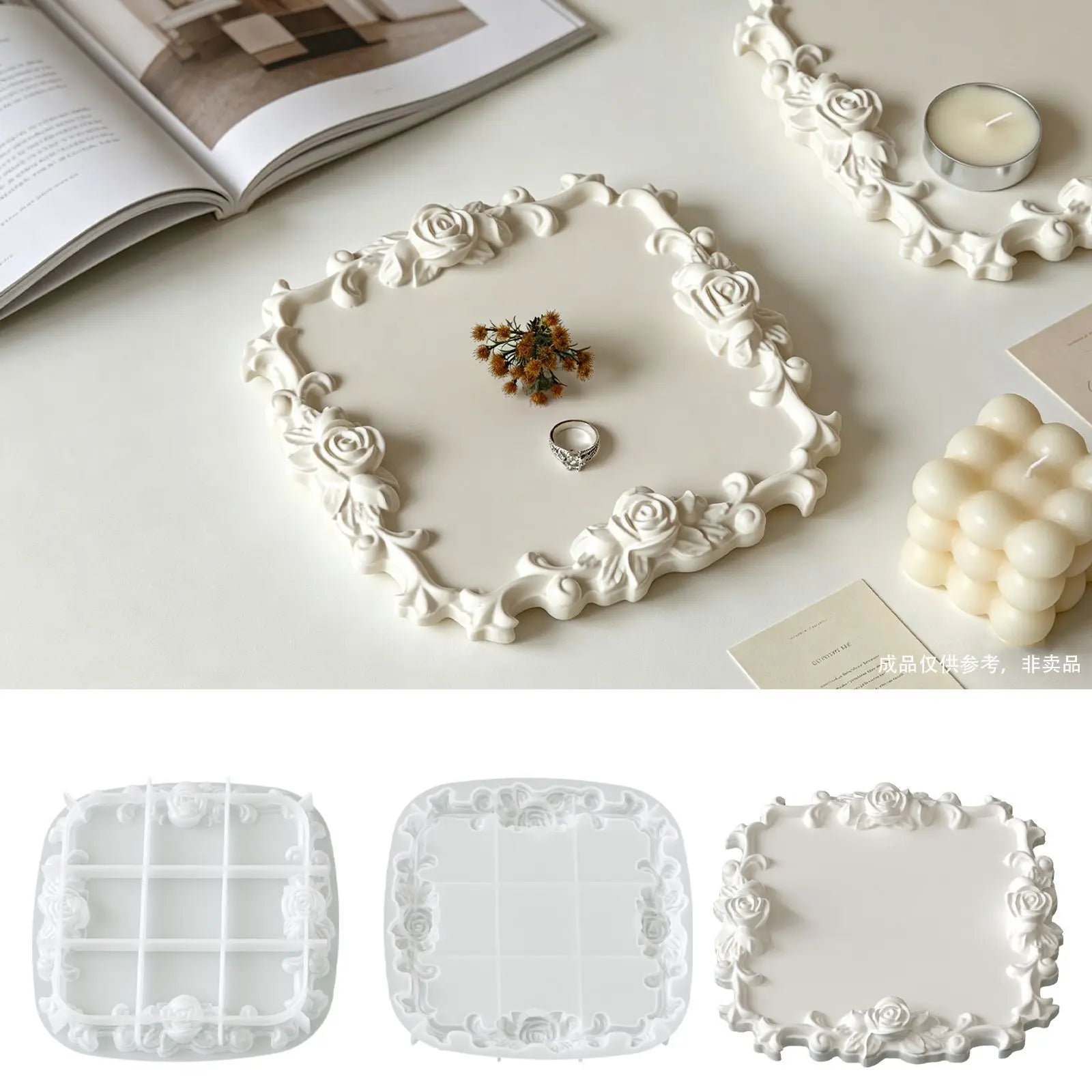 Moule Silicone Cadre Rose Vintage Bordure Dentelle