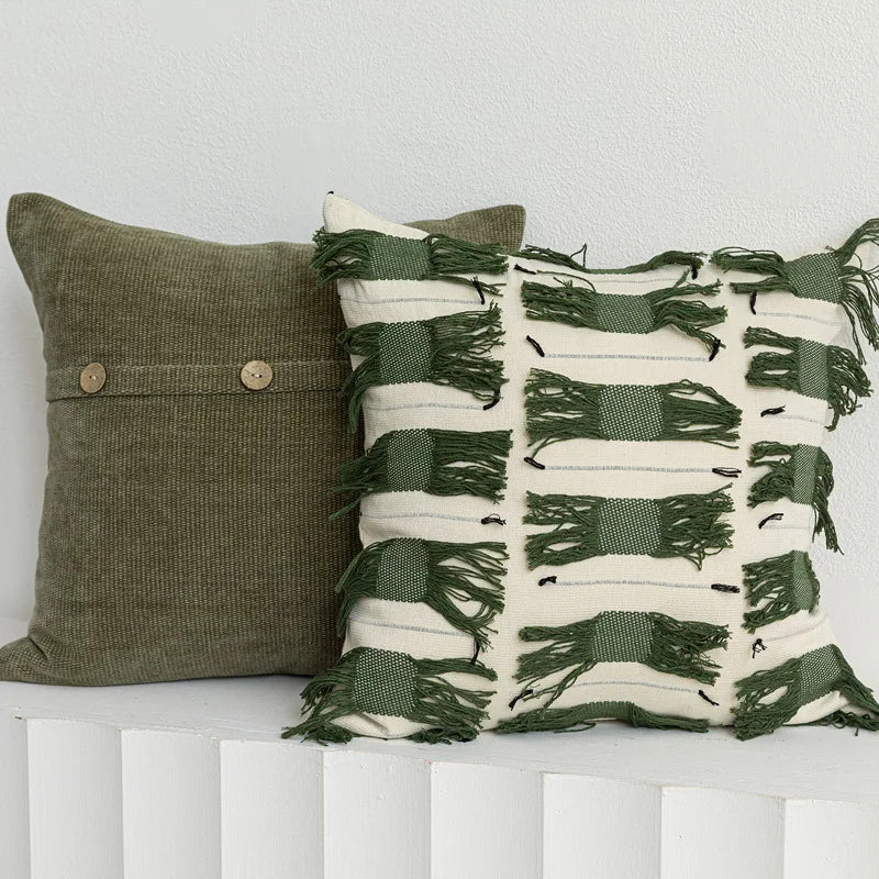 Housse de Coussin Vert Nordique Style Homestay Moderne