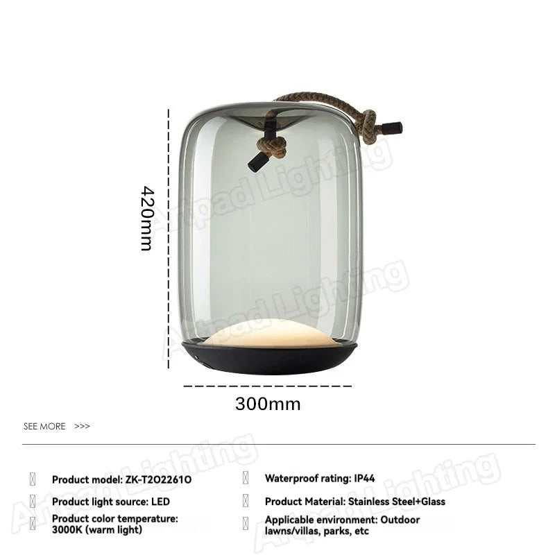 Outdoor LED Glass Lantern – Waterproof Garden Landscape Light