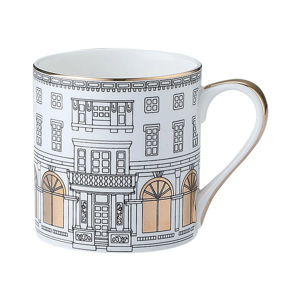 Tasse à Café Européenne Peinte Dorée avec Soucoupe