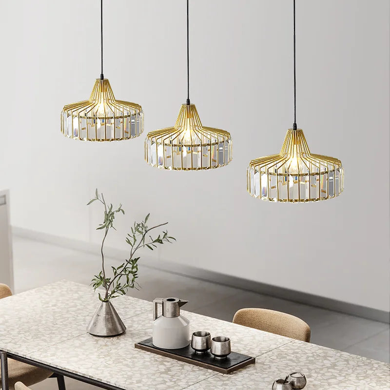 Suspension Cristal Nordique - Finition Noire et Dorée