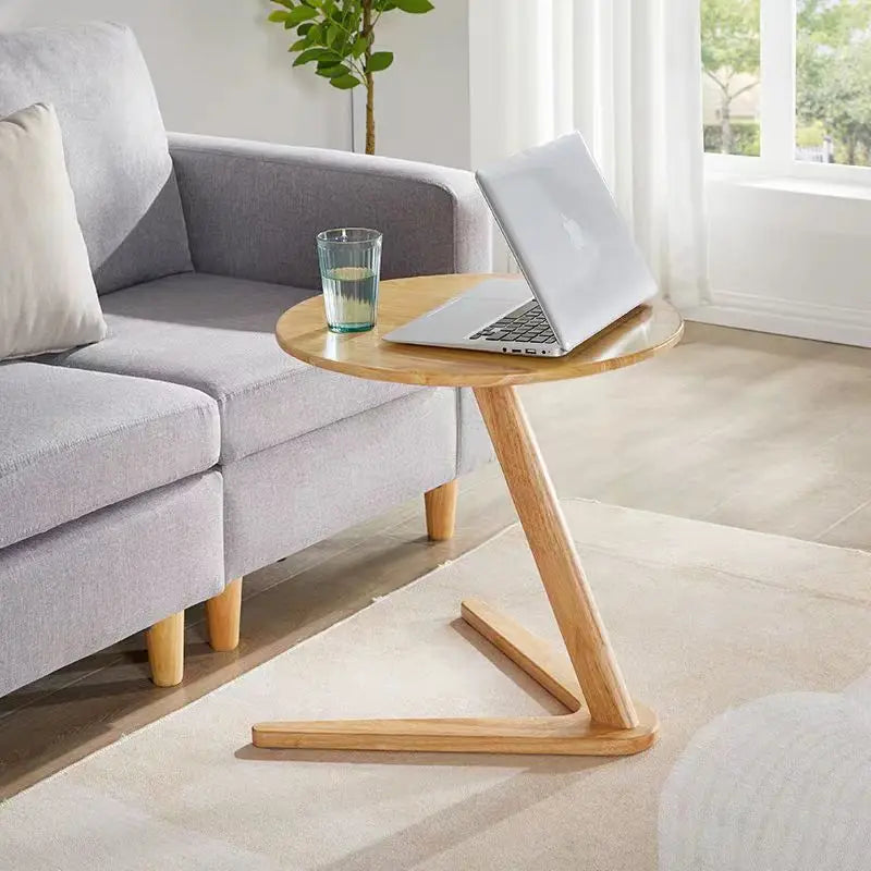 Table d'Angle Bois Massif - Coins Arrondis Minimaliste