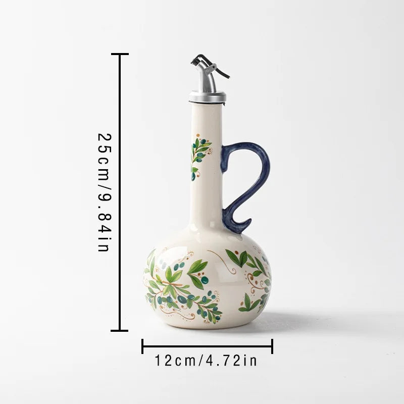 Distributeur d'Huile d'Olive en Céramique Gaufrée