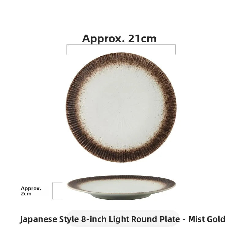 Assiette à Steak Premium Effet Rayures Style Rétro