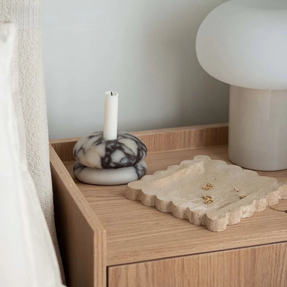 Bougeoir Rond en Marbre Naturel Calacatta - Fait Main