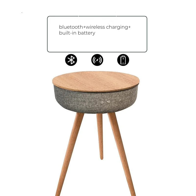 Table Basse Connectée - Chargeur Sans Fil et Enceinte Bluetooth