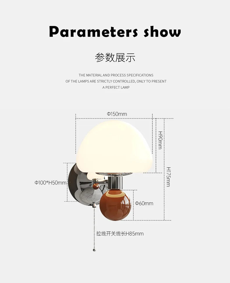 Applique Murale LED Champignon Crème à Tirette Enfant