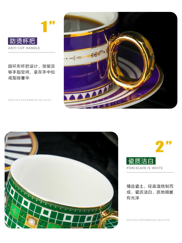 Tasse à Café Porcelaine Fine Bordure Dorée Style Royal