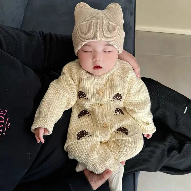 Barboteuse Bébé Tricotée Motif Hérisson