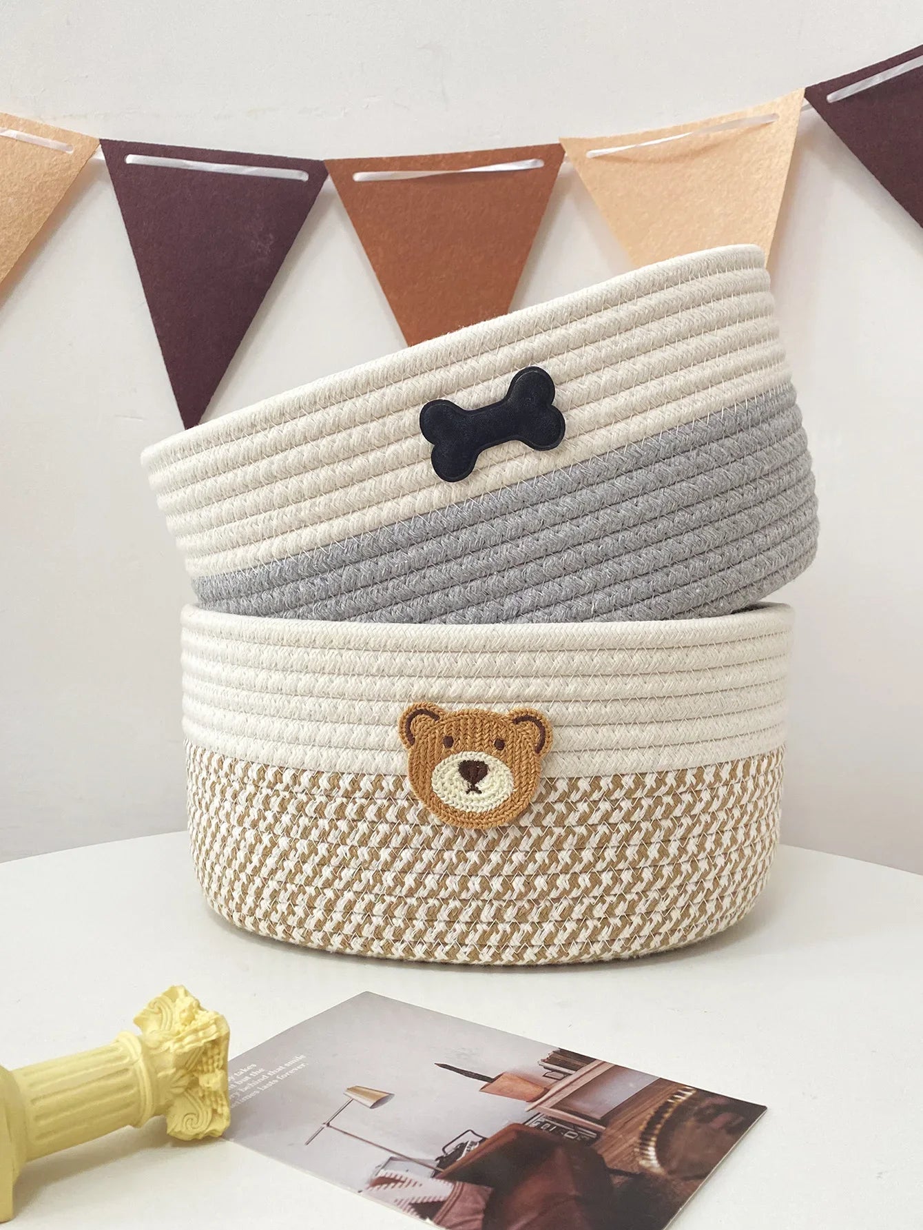 Panier en Corde de Coton Tressée pour Rangement
