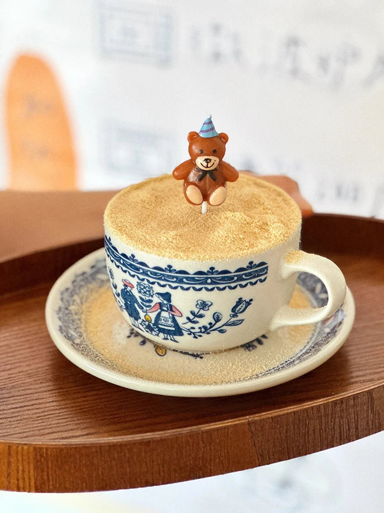 Tasse à Café Peinte Main Motif Champêtre Rétro