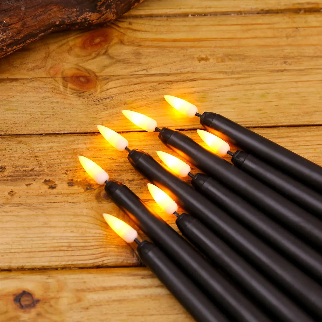 Bougies LED sans Flamme Noires - Lot Décoratif