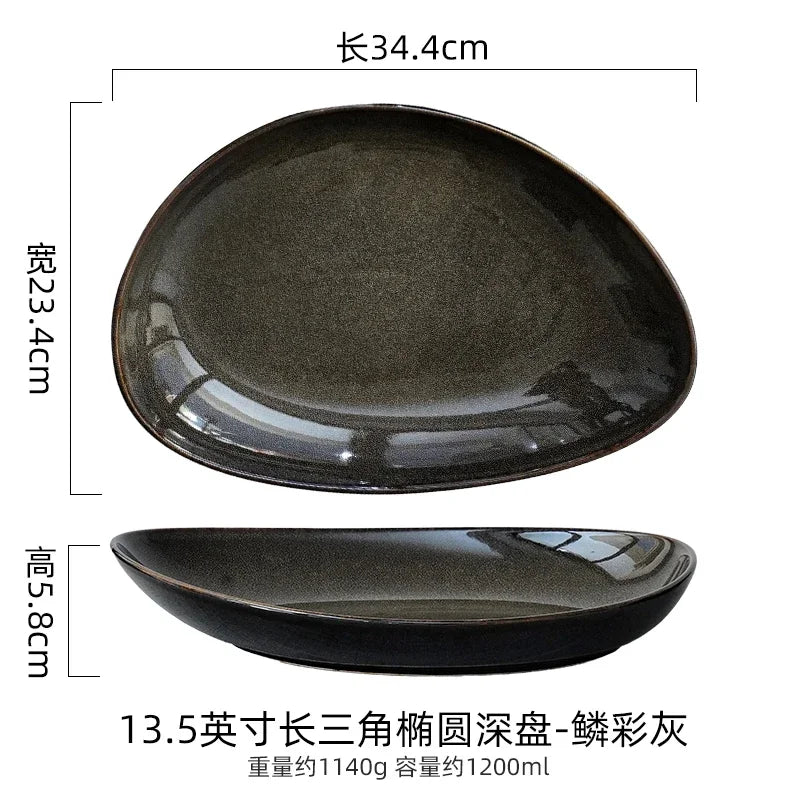 Assiette Creuse Triangulaire Céramique Style Japonais