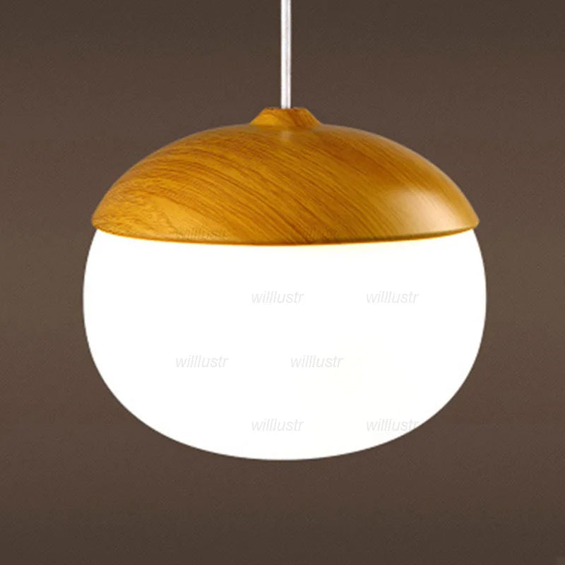 Suspension Créative Effet Noix Bois Métal et Verre