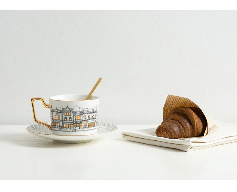 Tasse à Café Vintage Style Européen avec Soucoupe