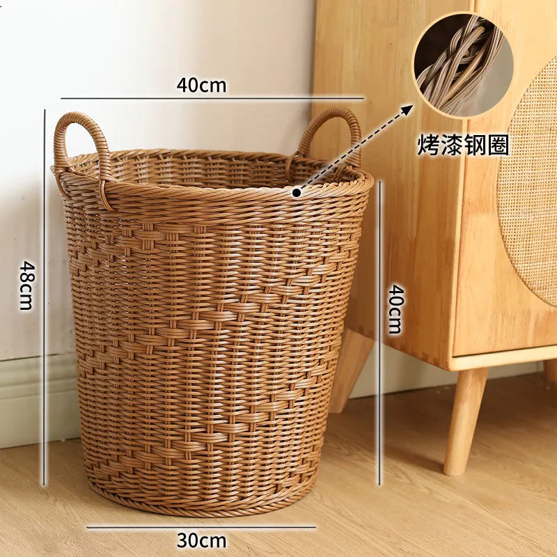 Panier de Rangement Rond Tressé - Style Rotin