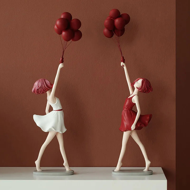 Statuette Fille au Ballon Sculpture Décorative Luxe