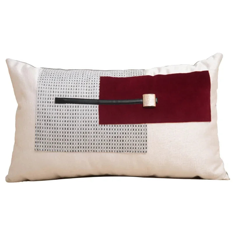 Housse de Coussin Encre de Chine Style Rouge et Gris