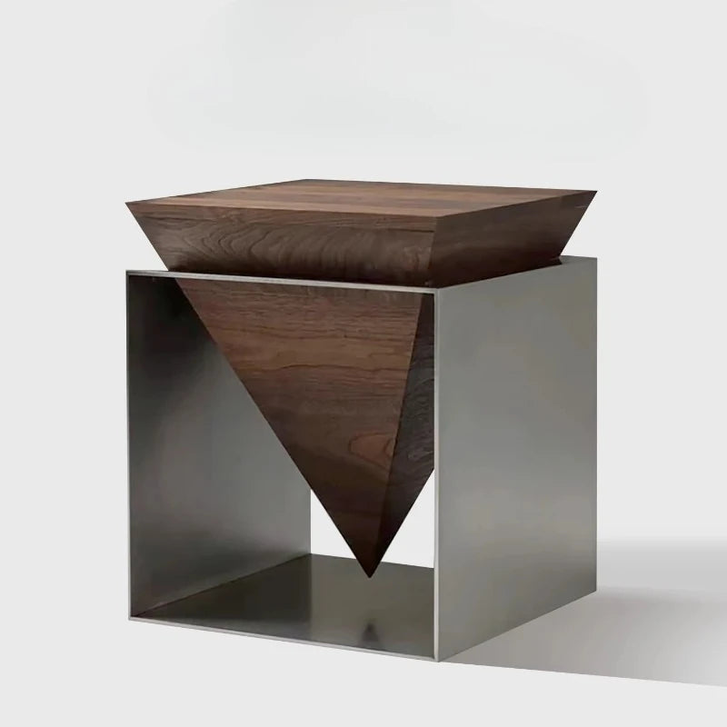 Table d'Appoint Design en Bois et Acier Inoxydable