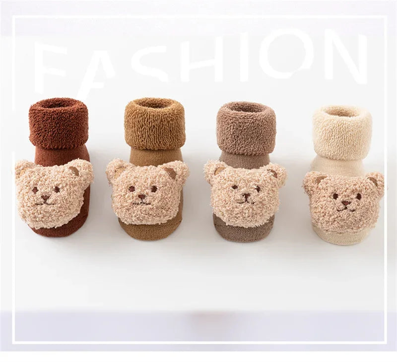Chaussettes Bébé Antidérapantes Motif Ourson