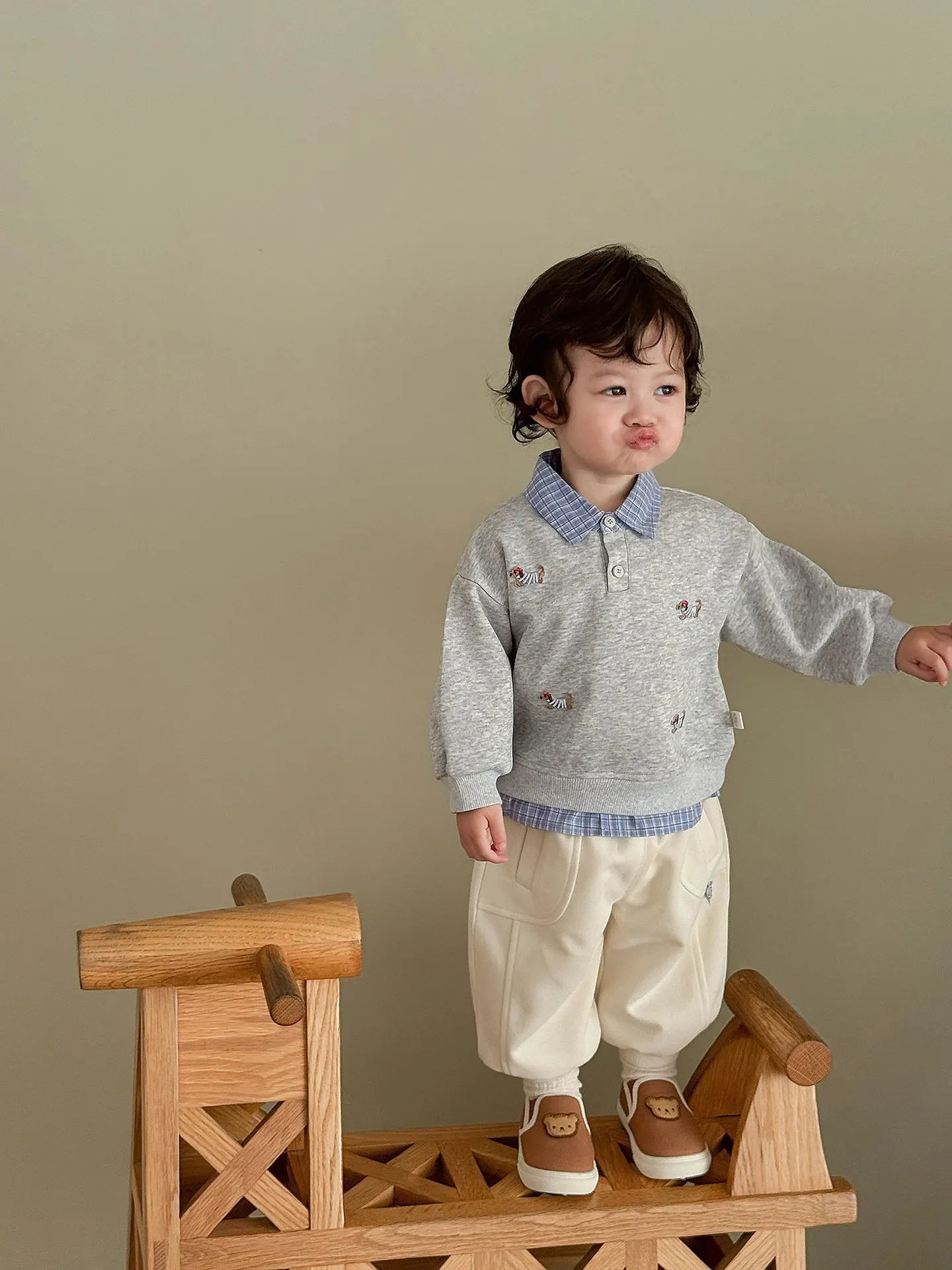 Pull Enfant Motif Cartoon Bicolore