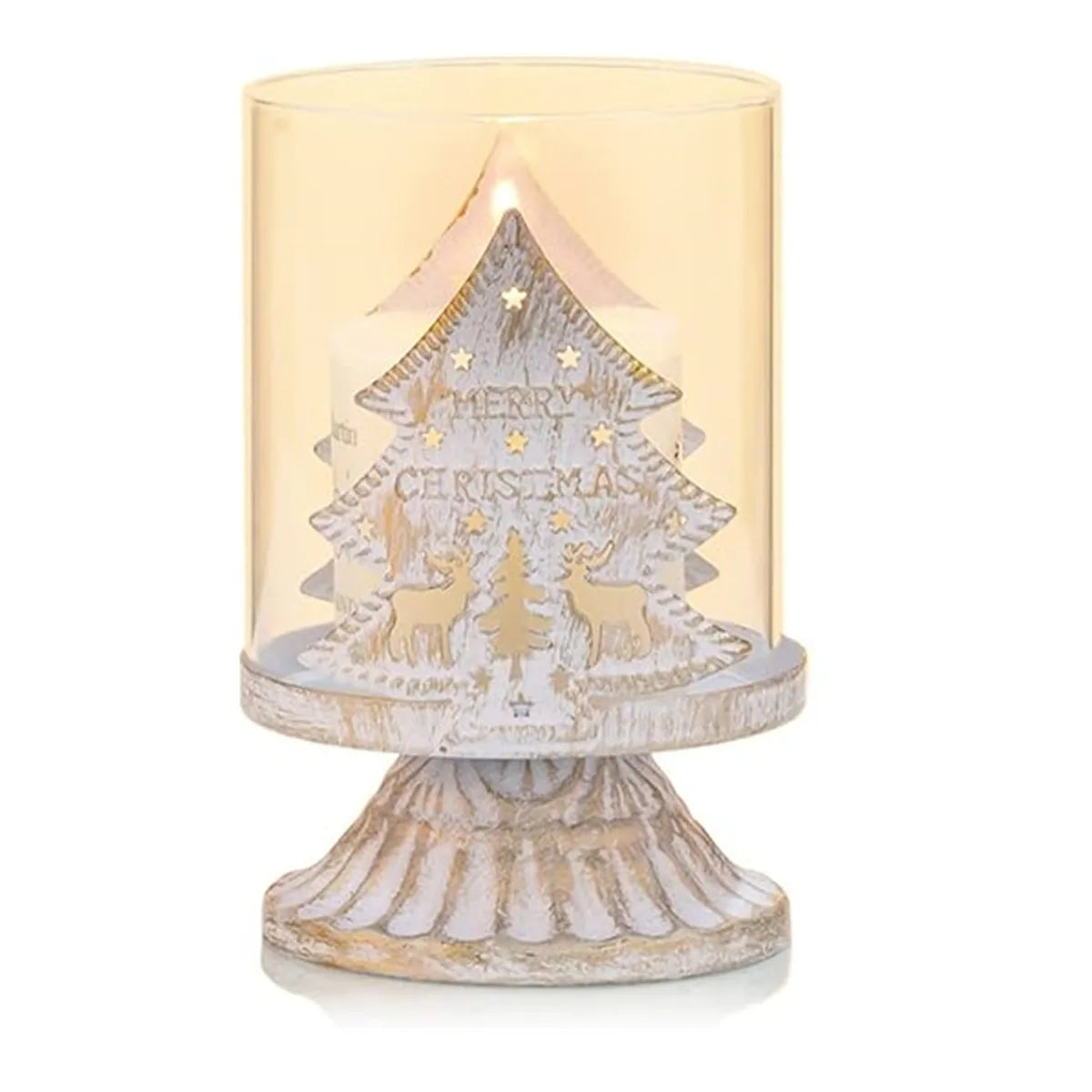 Bougeoir de Noël Élan et Sapin en Verre