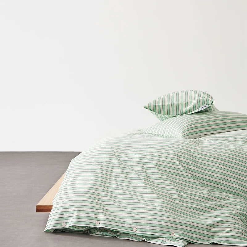 Housse de Couette Coton Rayée Douce pour Toute la Famille