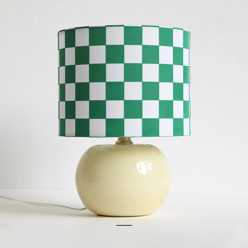 Lampe de Table Nordique Damier - Céramique et LED