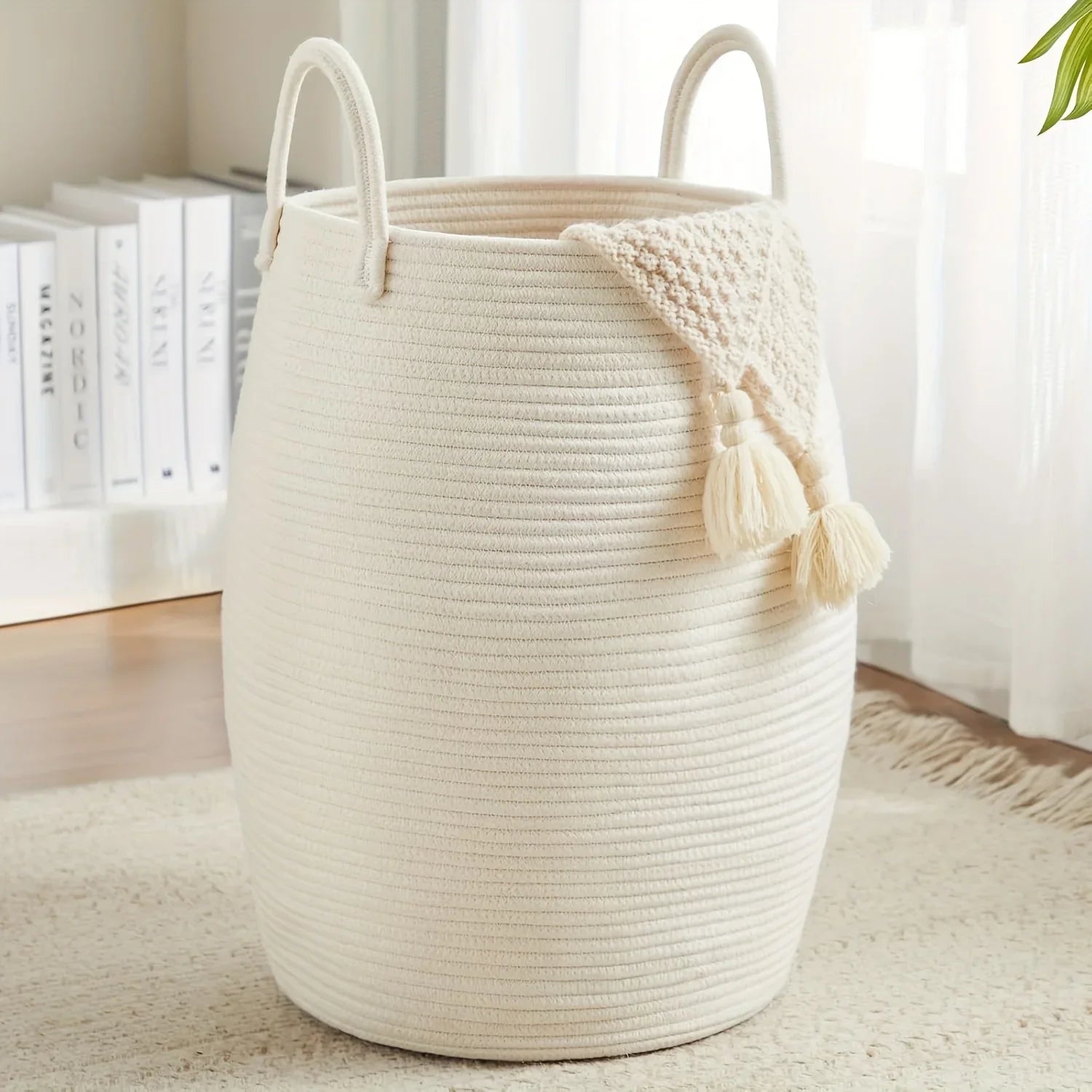 Panier à Linge Bohème Haut Pliable en Tissu 22 Pouces