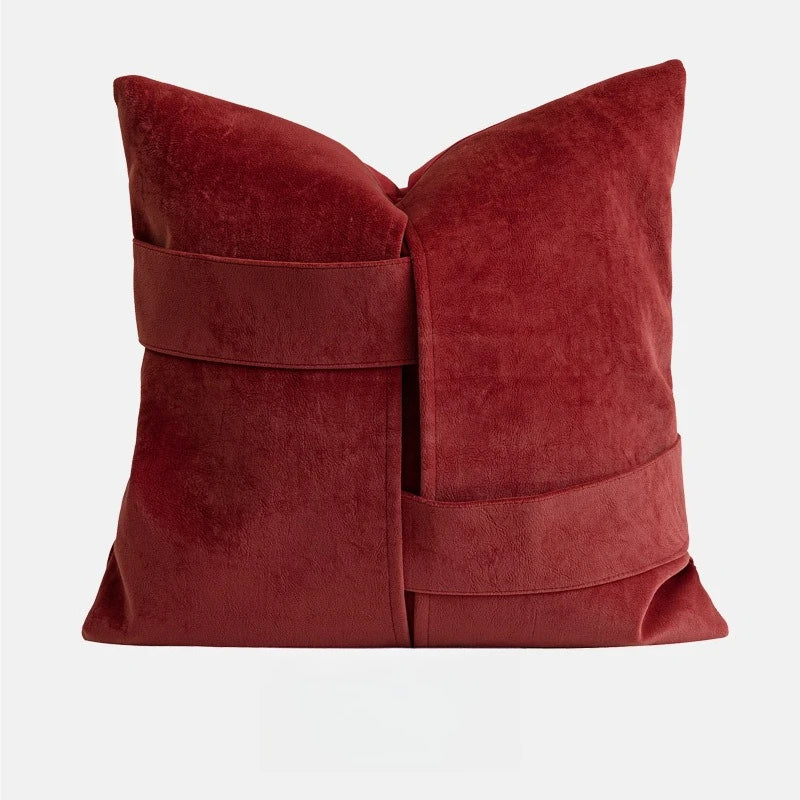 Housse de Coussin Luxe Bordeaux et Noir Bicolore