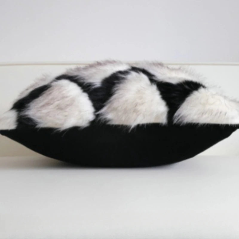 Housse de Coussin Peluche Imitation Fourrure Léger Luxe