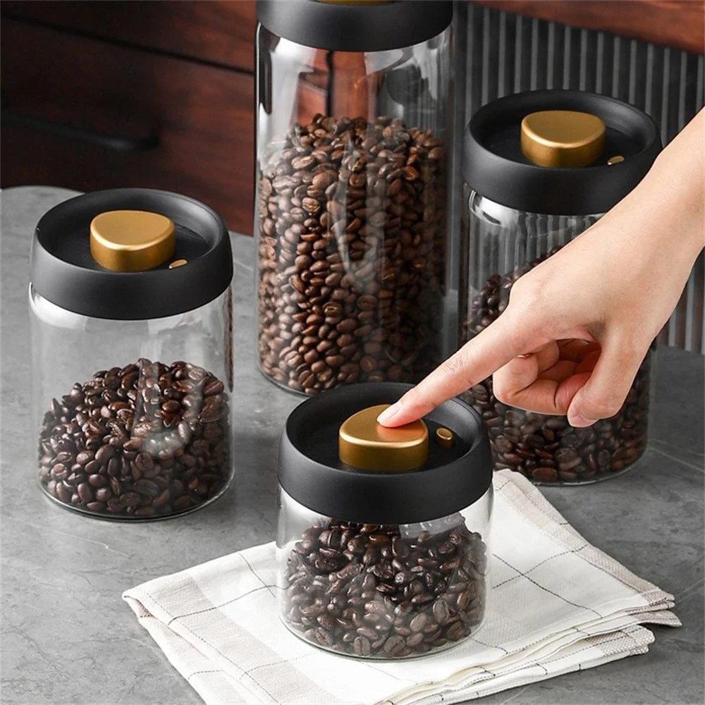 Pot Hermétique en Verre pour Café en Grains sous Vide