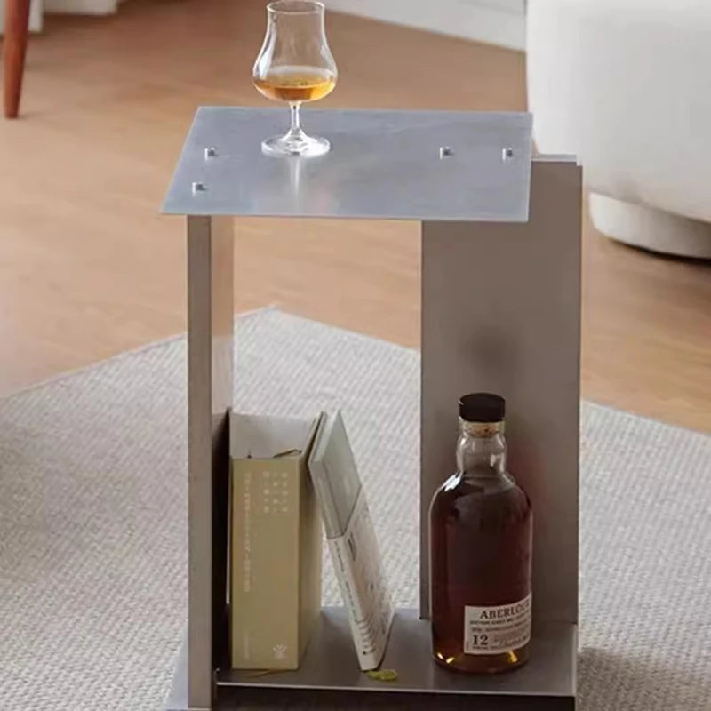 Square Metal Side Table – Modern Bedside & Storage Table, 34x35x47cm