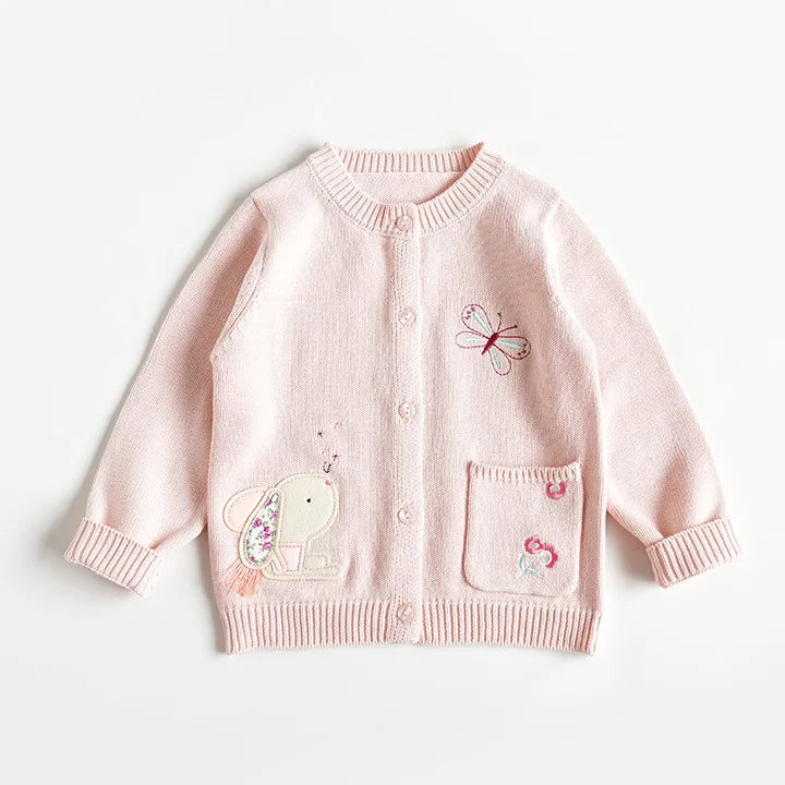 Cardigan Fille Brodé Motif Champignon