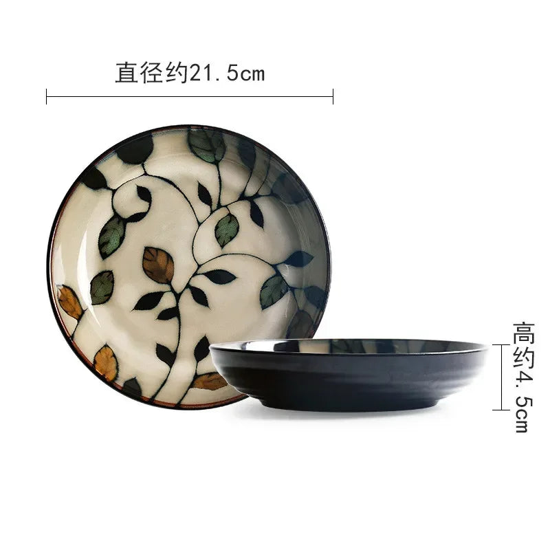 Assiette en Céramique Peinte à la Main Motif Fleurs