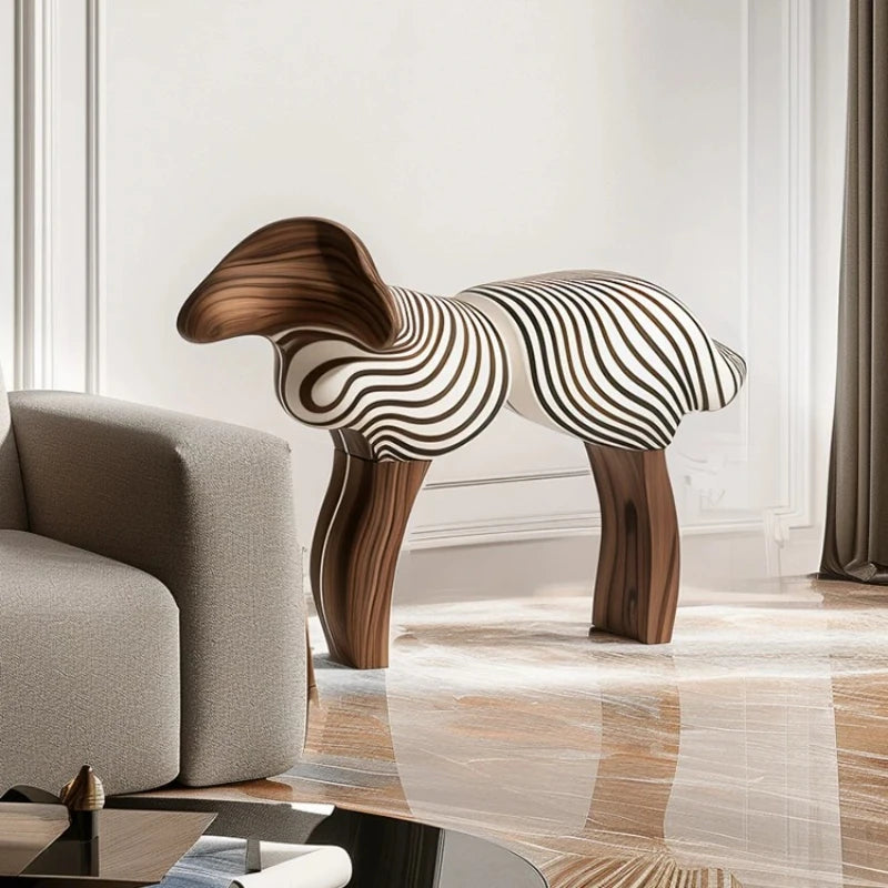 Tabouret Enfant en Bois Massif - Forme Agneau Artistique