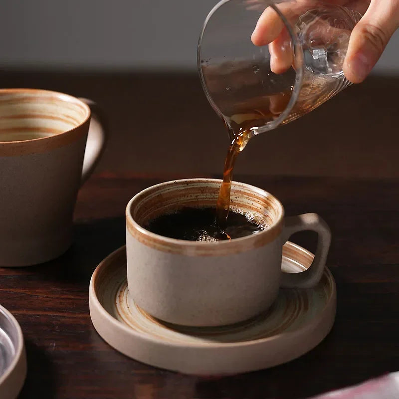 Set Tasse et Soucoupe Grès Style Japonais Fait Main