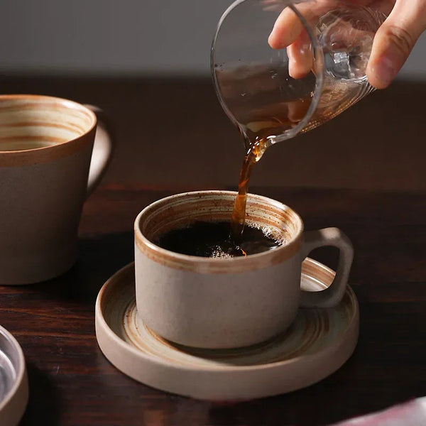 Set Tasse et Soucoupe Grès Style Japonais Fait Main
