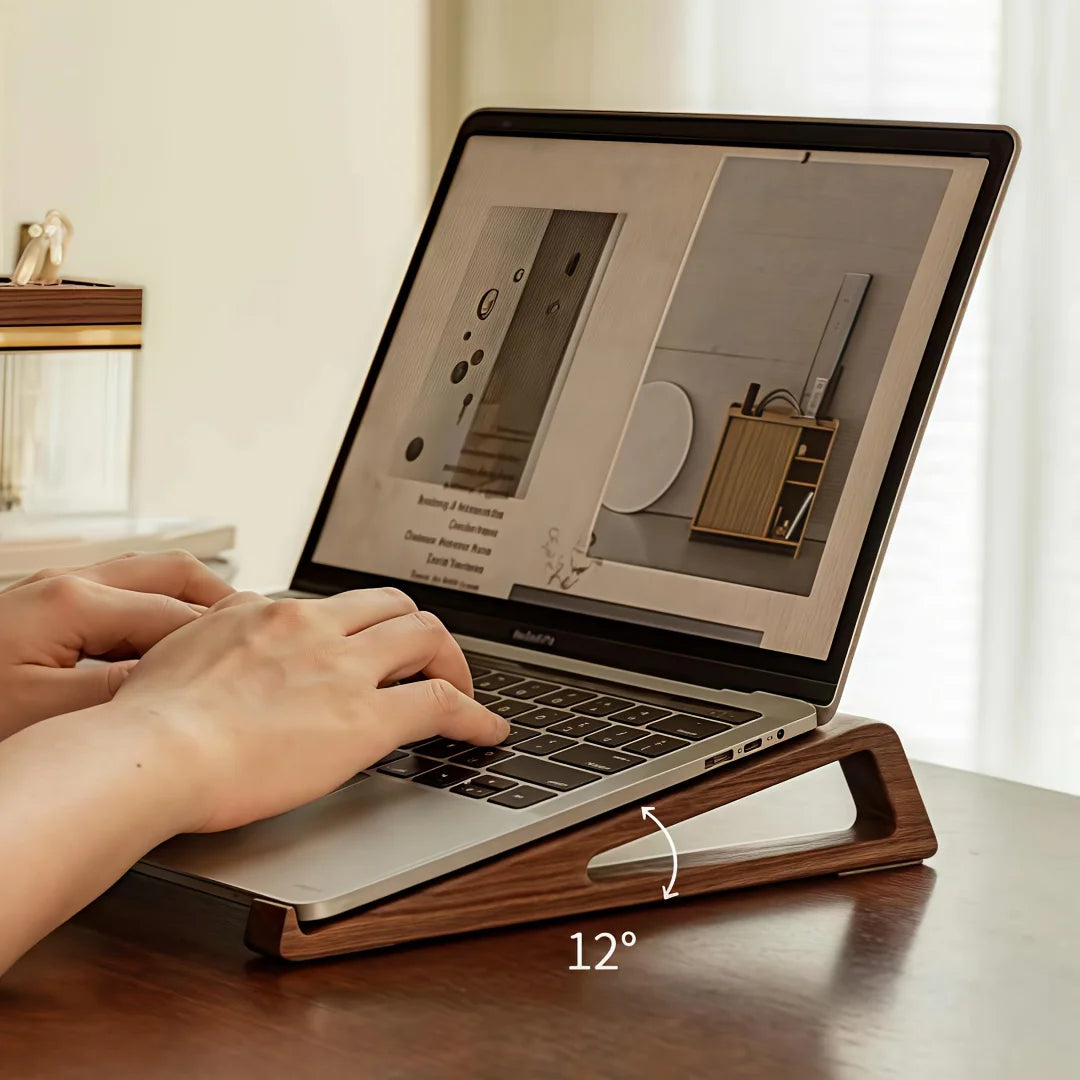 Support Ordinateur Portable Pliable en Bois - Ergonomique