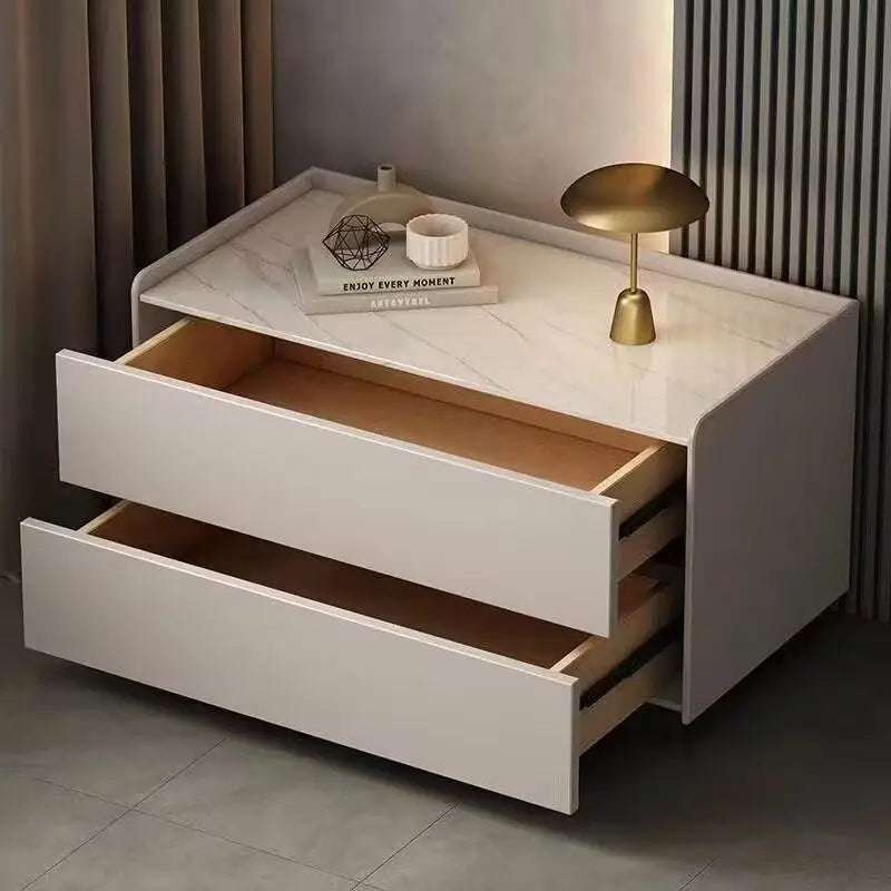 Solid Wood Nightstand – Hidden Handles, No Assembly