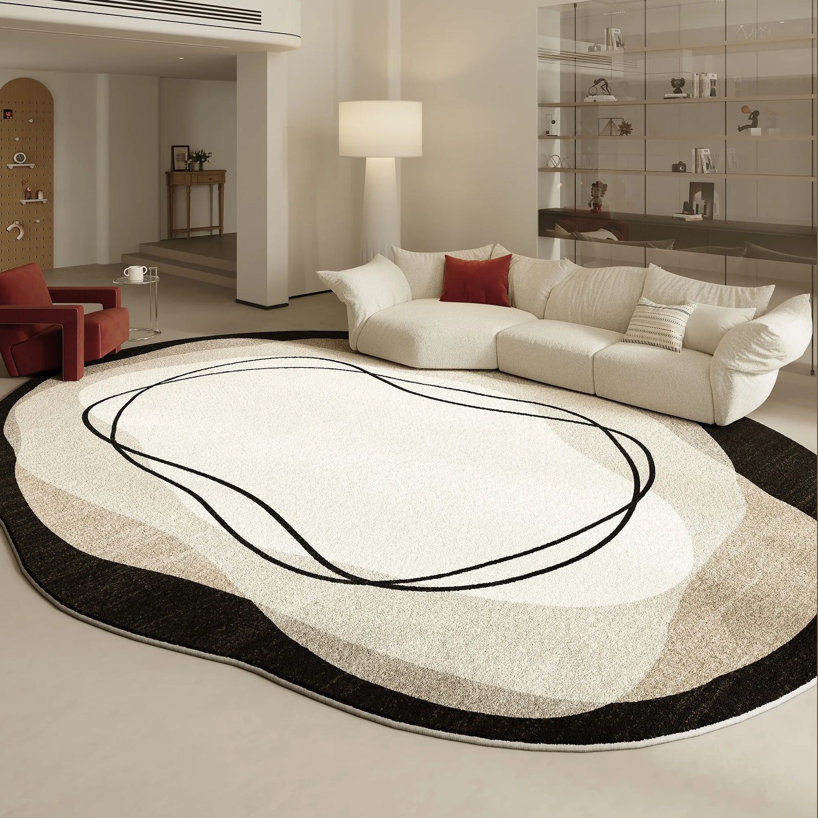 Tapis Forme Irrégulière Moderne Peluche Épaisse Chambre