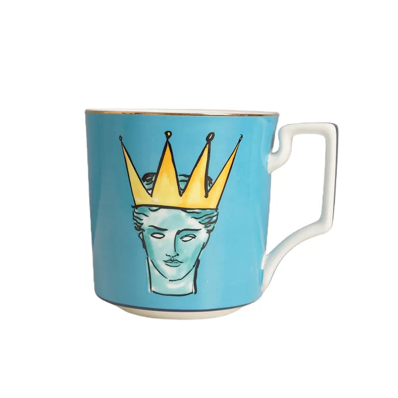 Tasse à Café en Porcelaine Rouge avec Plateau Rond