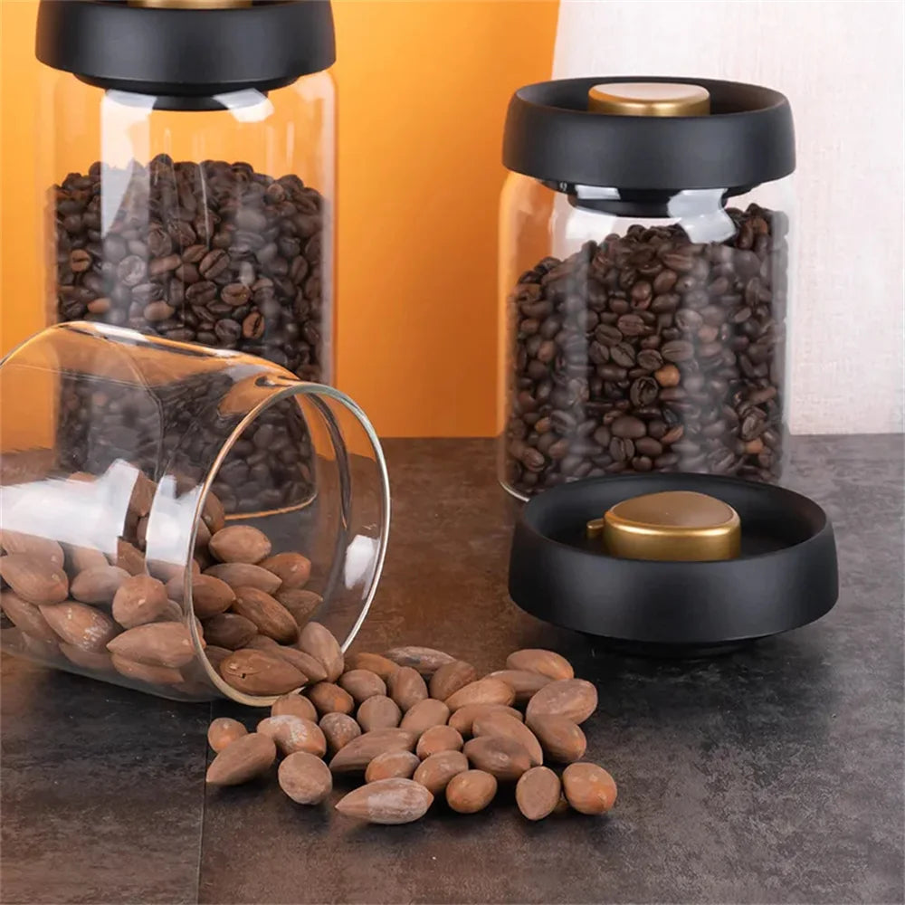 Pot Hermétique en Verre pour Café en Grains sous Vide